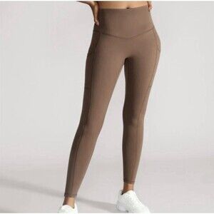 Popflex Supersculpt Leggings Pockets Chocolate Brown Sz Small 27” Inseam Gym